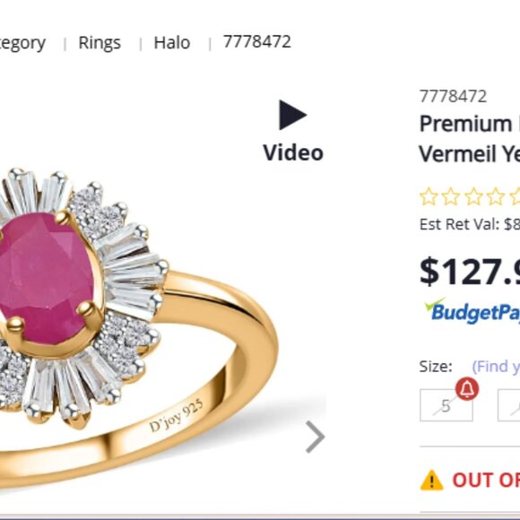 Premium Royal Ruby and White Zircon Ballerina Ring - Picture 5 of 5